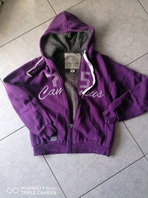 Women's cardigan with fur like new, purple, size S