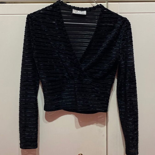 On Line long sleeve see through top like new, black