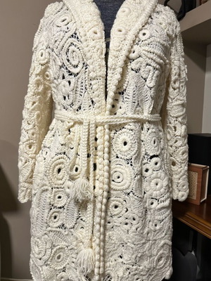 Cardigan jacket ecru made to order with crochet