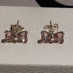 Pandora bow stud earrings with pink zirconia