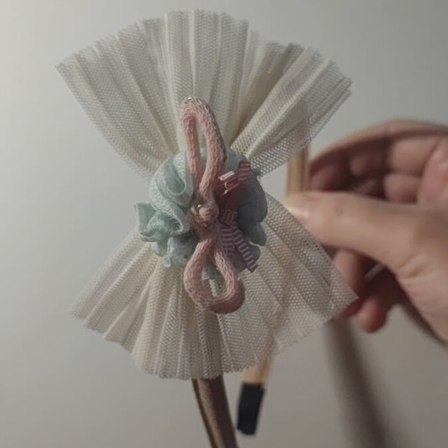 Children's handmade headband new, beige