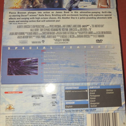 Die Another Day James Bond DVD used with Greek subtitles, 2 discs