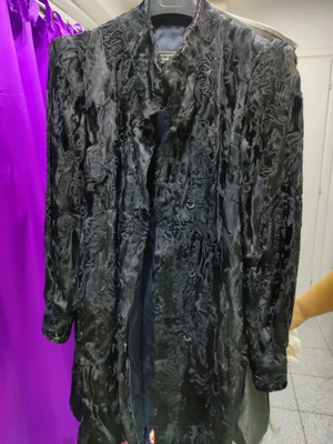 Astrakhan fur coat used, black, size XXL
