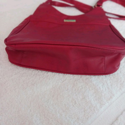 Leather shoulder bag new, red