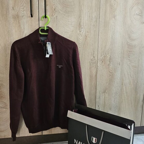 Navy & Green men's cotton sweatshirt XL new, burgundy with zipper