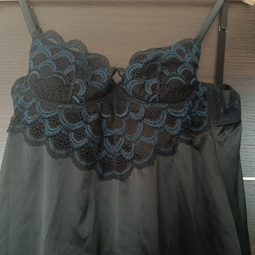 Intimissimi black and blue negligee satin embroidered size S like new