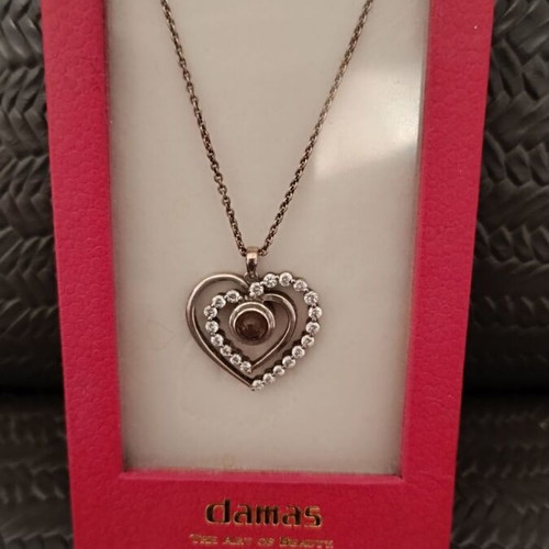 Silver heart necklace 925 from Italy with zircon new