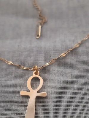 Ankh cross with chain new, gold plated stainless steel