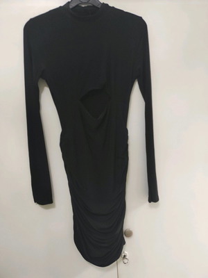Missguided women's black dress new, long-sleeve lurex with chest cutout