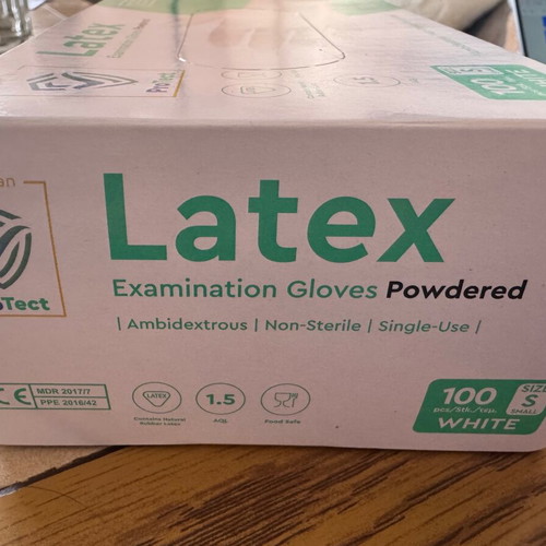 Latex Examination Gloves New, Size S, Pack of 100