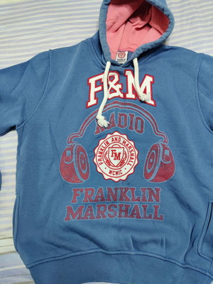Franklin Marshall hoodie sweatshirt used, size Large, blue