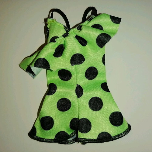 Barbie jumpsuit new, green polka dot with ruffle