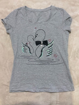 Womens shirt with swans gray, like new, size S/M