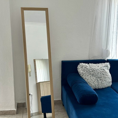 Student living room furniture set like new, blue velvet corner sofa