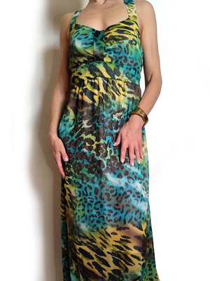 Angelo Psarros maxi dress, animal print, size 1