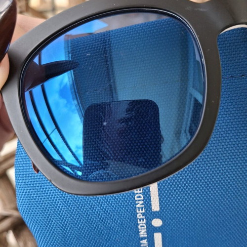 Adidas sunglasses used, black matte with blue mirror lens