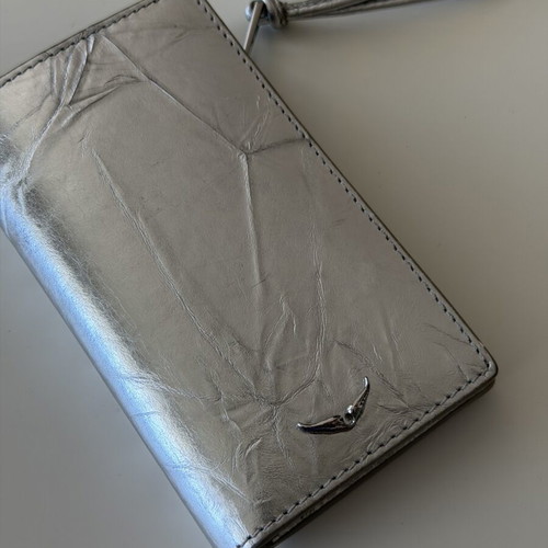 Zadig & Voltaire Silver Leather Wallet like new, metallic finish