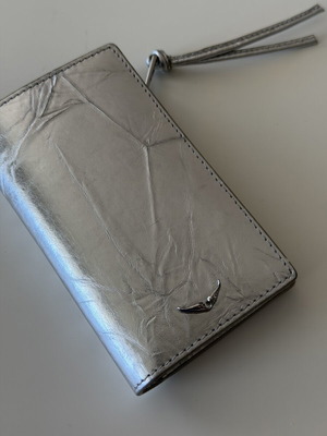 Zadig & Voltaire Silver Leather Wallet like new, metallic finish