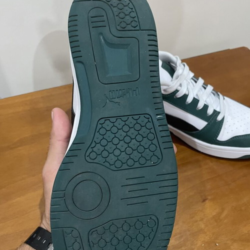 Puma Rebound Low v6 sneakers, white and green, size 42.5