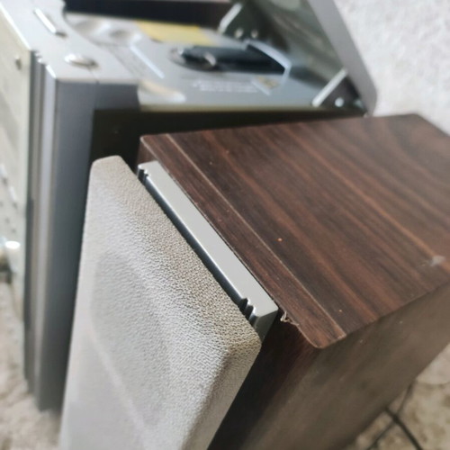 Mini stereo system used with two speakers and remote control