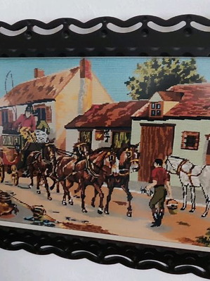 Large embroidered textile painting in excellent condition