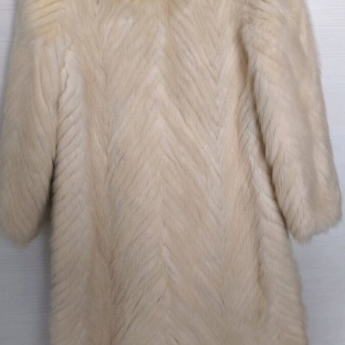Fur coat from Russia, handmade, beige ecru