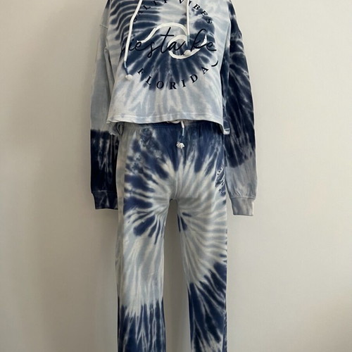 Ocean Drive tie-dye sweatshirt set new, white and blue, size S