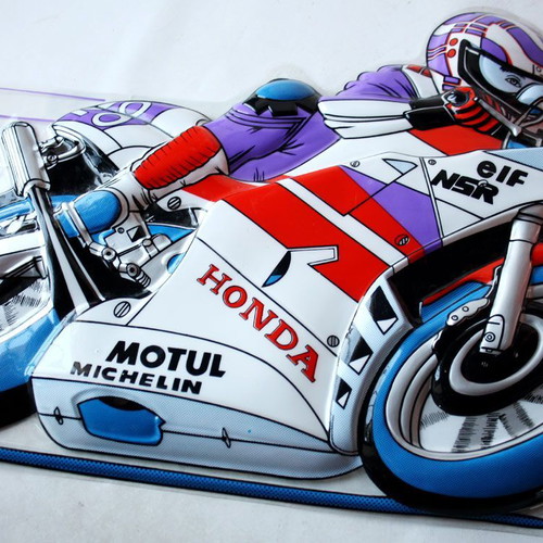Vintage 80's Μηχανή Πίστας Honda Racing Πλαστική Διακοσμητική Αφίσα Τοίχου 53cm Καινούρια