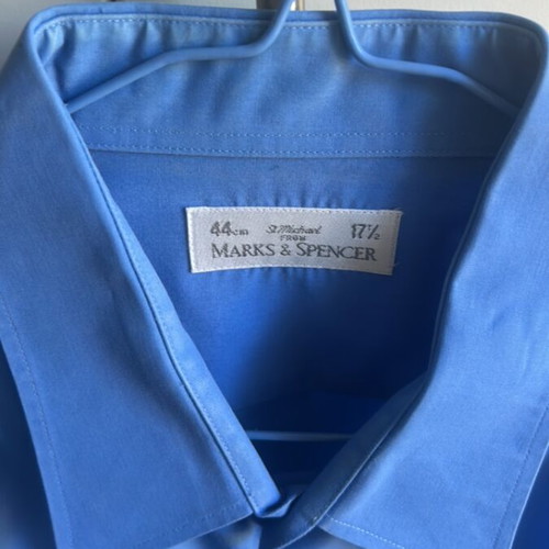 M&S Marcs and Spencer men's blue dress shirt used with chest pocket and cufflinks