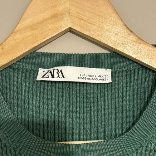 Zara ribbed top new, green, size L