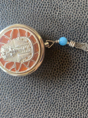 Compact mirror with blue bead from Egypt, new