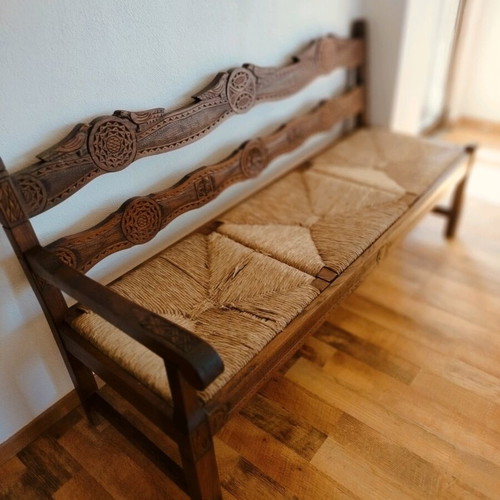 Skyrian carved three-seater sofas used, set of 2 pieces