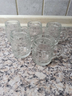 Ouzo glasses barrel-shaped like new, set of 5
