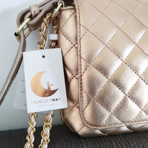 Michele Moon crossbody bag new pink gold with chain and leather strap