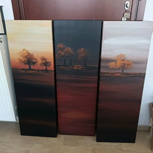 Canvas painting set of 3 pieces like new