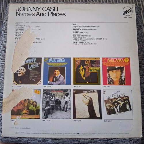 Johnny Cash Names and Places LP used, country