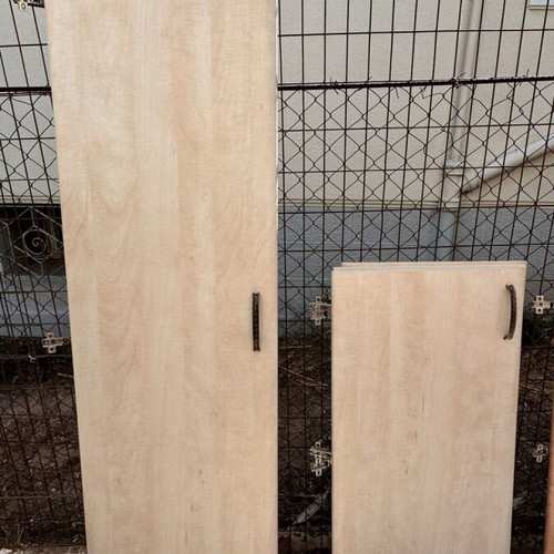 Wardrobe doors set with handles and hinges, beige and brown