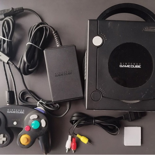 Nintendo GameCube black console used with memory