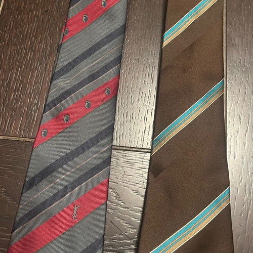 Yves Saint Laurent ties used, set of 2 striped multicolor