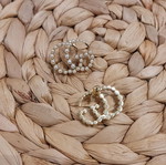 Steel earrings new with white pearls gold color
