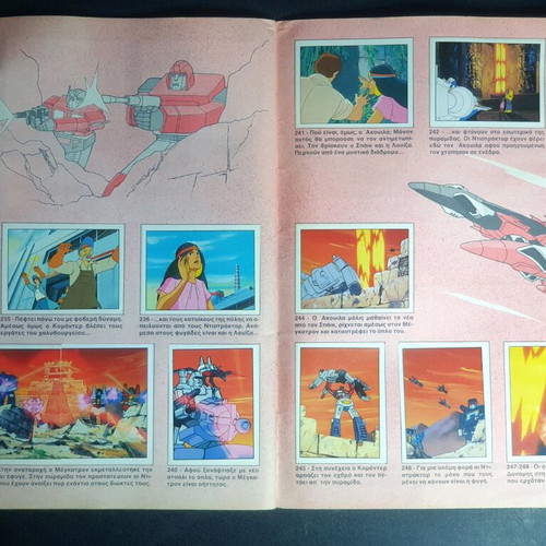 Transformers and Action Force Gi Joe sticker albums used, Panini