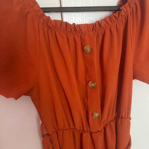 Dress like new, orange with straps, sleeves and belt