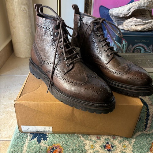 Oxford leather boots new brown Massimo Dutti