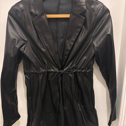 Jacket leather like with belt new, size M