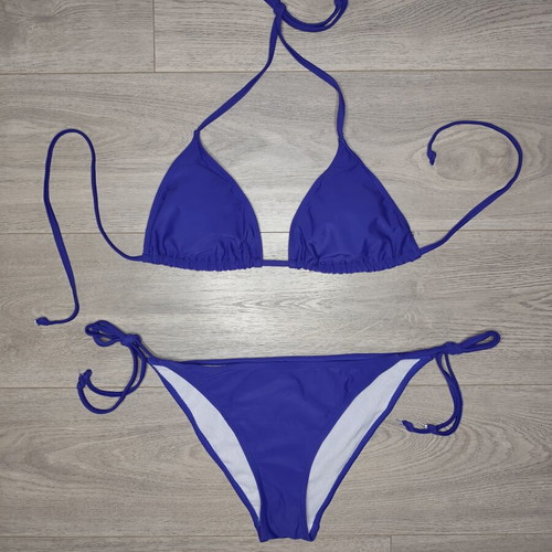 Bikini set size L new, vibrant blue with adjustable ties