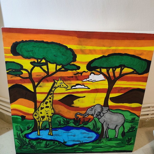 Handmade Acrylic Canvas Paintings Collection like new, multicolor