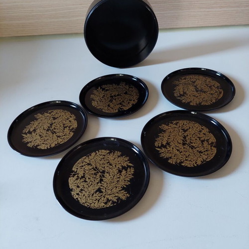 Coaster set like new, 5 pieces with 12cm diameter holder