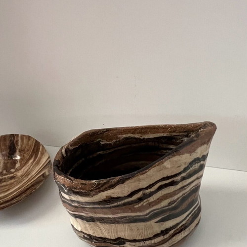 Ceramic sauce set like new in earthy colors