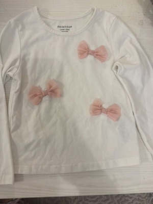 White long-sleeve shirt with pink bows, size 4-5 years, Prod