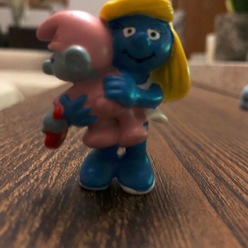 Smurfette collectible figure with baby Smurf used Schleich
